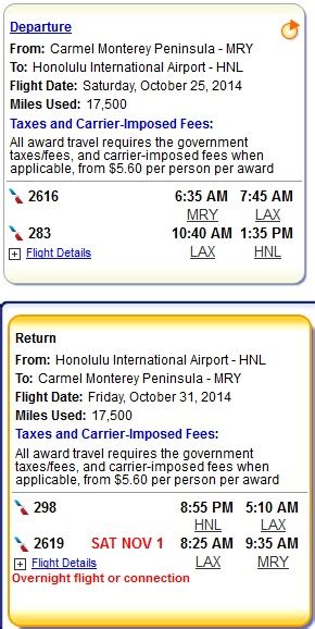 mry to hnl.